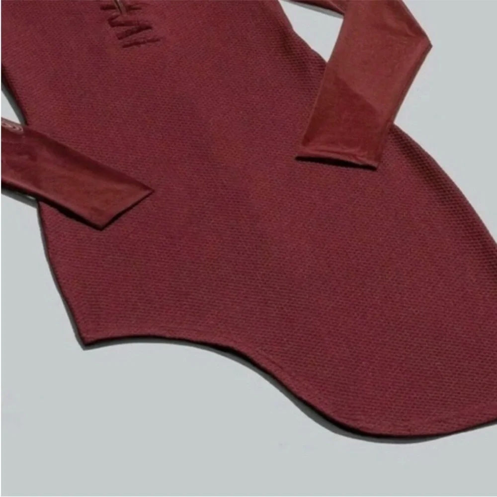 Adidas × IVY PARK Long Sleeve Front Zip Bodycon Asymmetric Mini Dress Maroon S - Picture 8 of 12